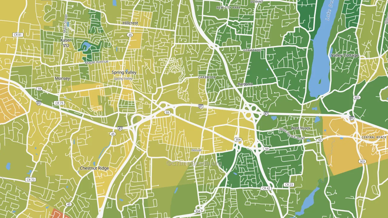 Nanuet, NY Map of Vandalism Rates