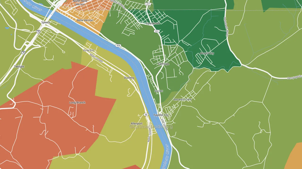Naomi, PA Map of Vandalism Rates