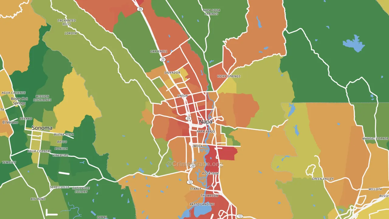 Napa, CA Map of Vandalism Rates