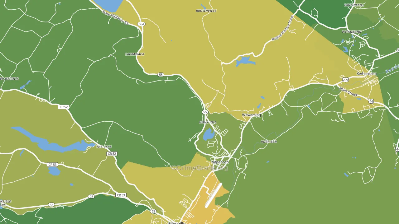 Napanoch, NY Map of Vandalism Rates