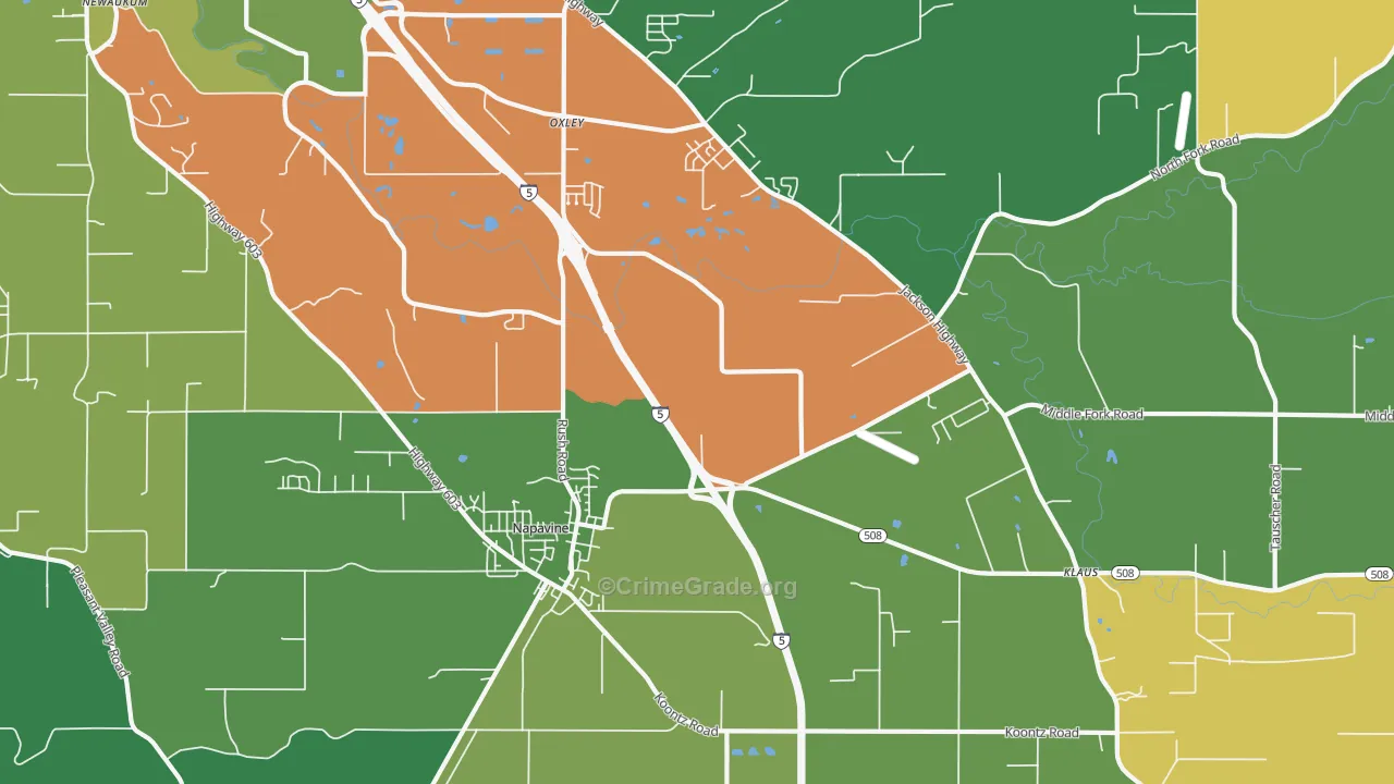 Napavine, WA Map of Vandalism Rates