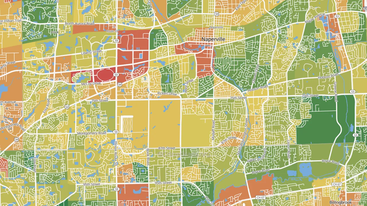 Naperville, IL Map of Vandalism Rates