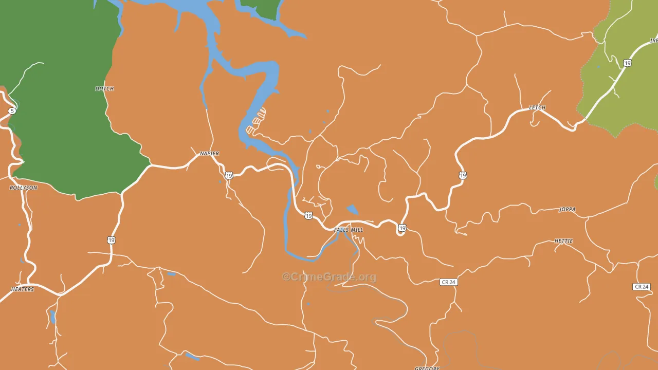 Napier, WV Map of Vandalism Rates