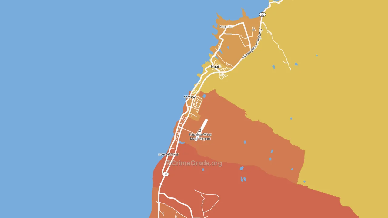 Napili-Honokowai, Lahaina, HI Map of Vandalism Rates