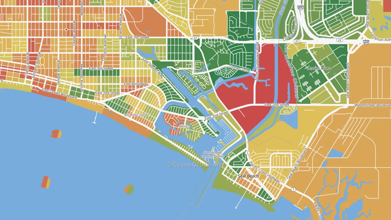 Naples-Marina Area, Long Beach, CA Map of Vandalism Rates