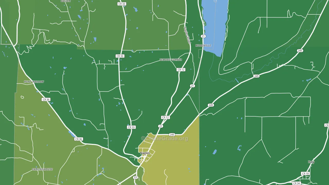 Naples, NY Map of Vandalism Rates
