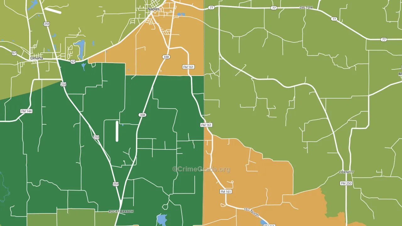 Naples, TX Map of Vandalism Rates