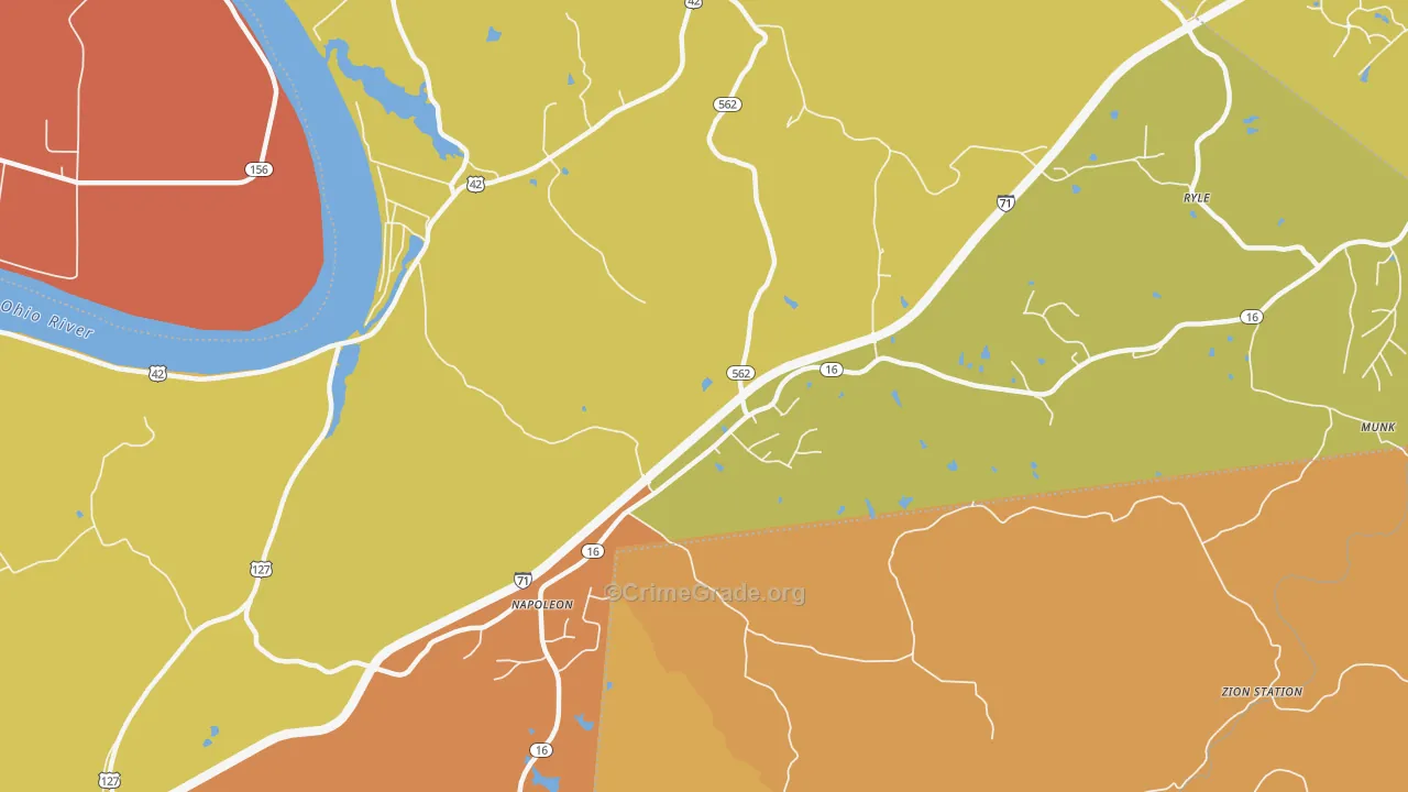 Napoleon, KY Map of Vandalism Rates