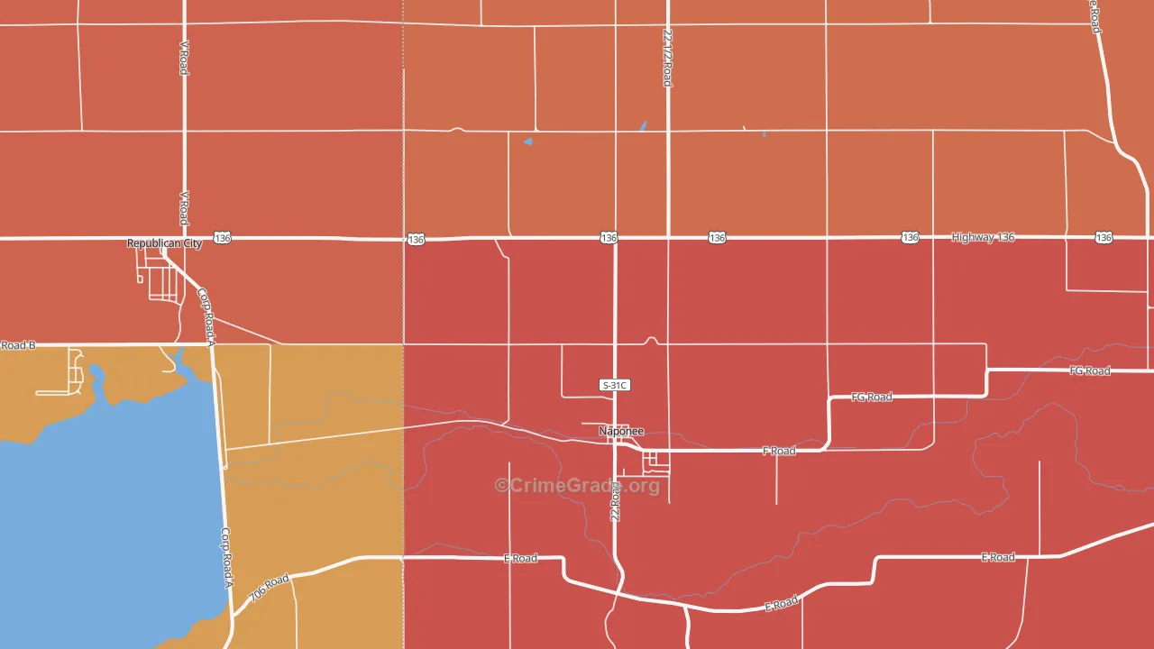 Naponee, NE Map of Vandalism Rates