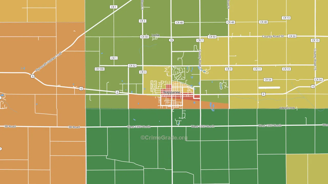 Nappanee, IN Map of Vandalism Rates