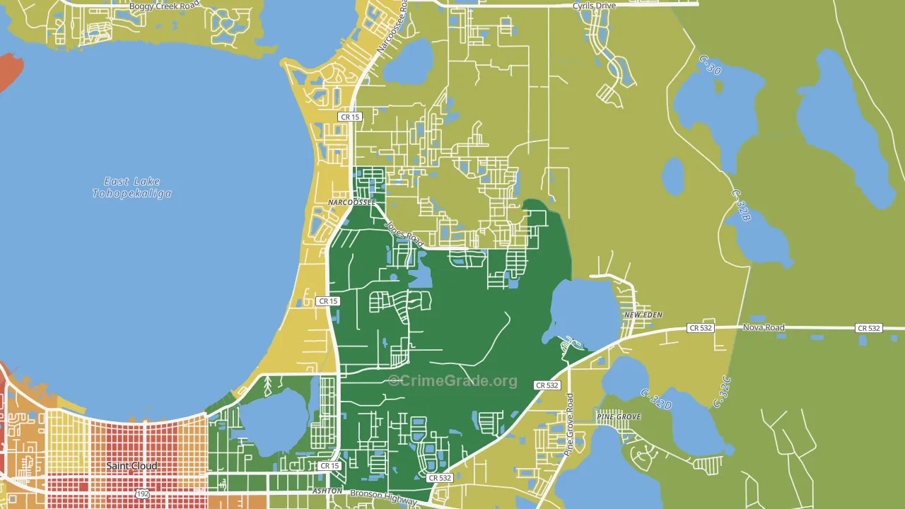 Narcoossee, FL Map of Vandalism Rates