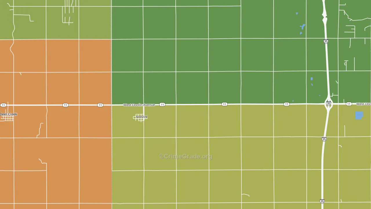 Nardin, OK Map of Vandalism Rates