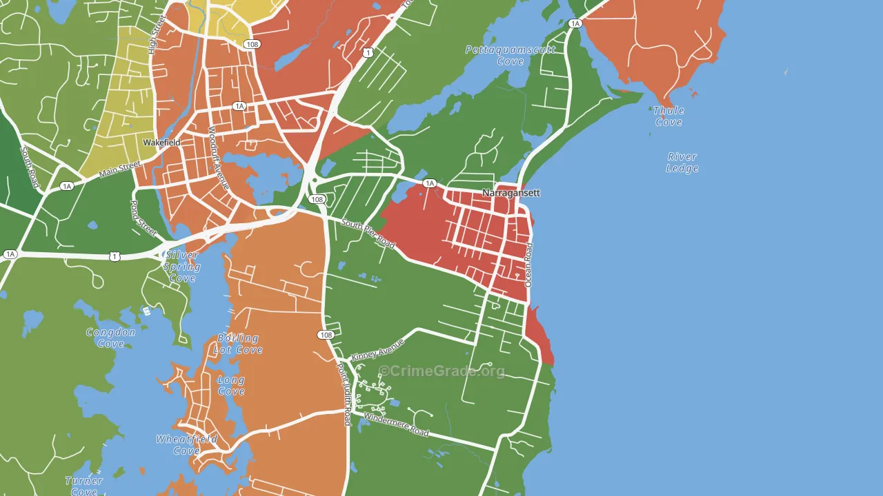 Narragansett Pier, RI Map of Vandalism Rates