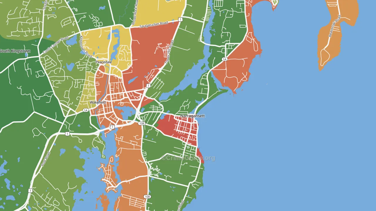 Narragansett, RI Map of Vandalism Rates