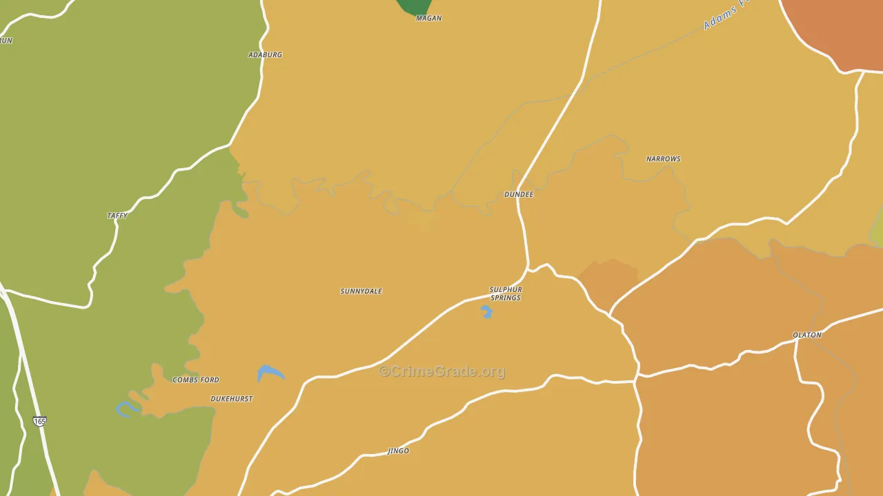 Narrows, KY Map of Vandalism Rates