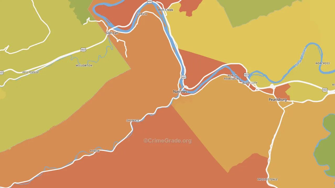 Narrows, VA Map of Vandalism Rates