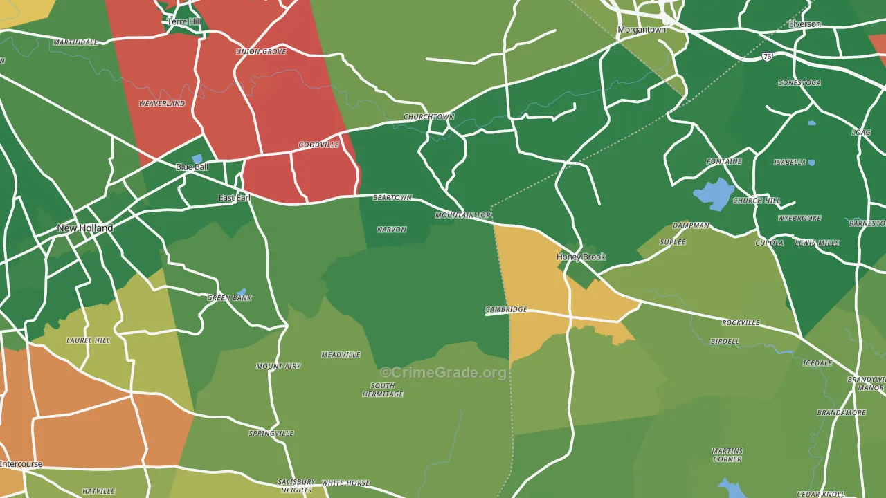 Narvon, PA Map of Vandalism Rates