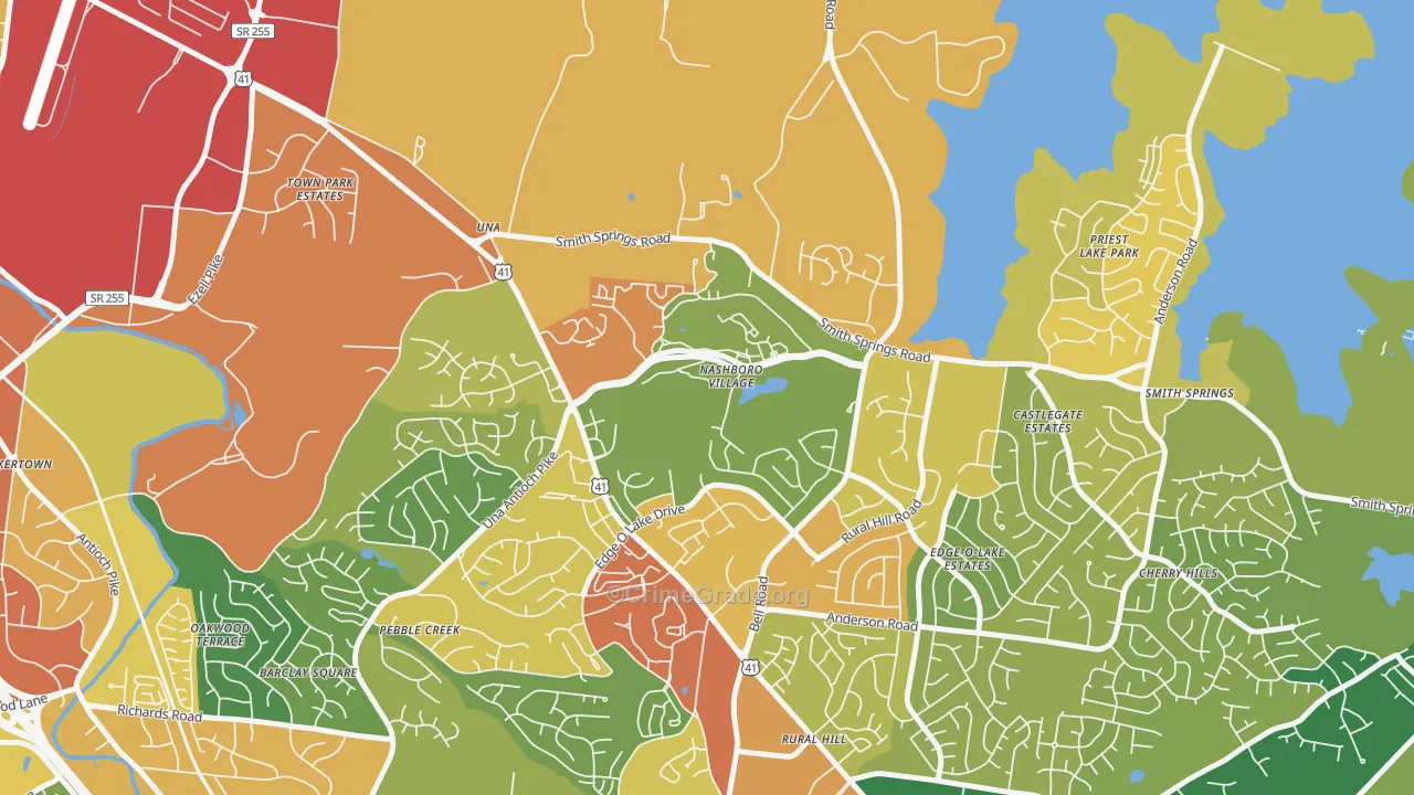 Nashboro Village, Nashville, TN Map of Vandalism Rates