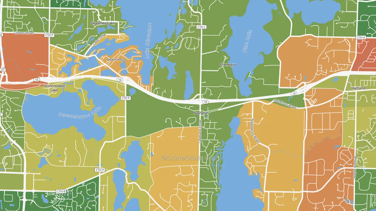 Nashotah, WI Map of Vandalism Rates