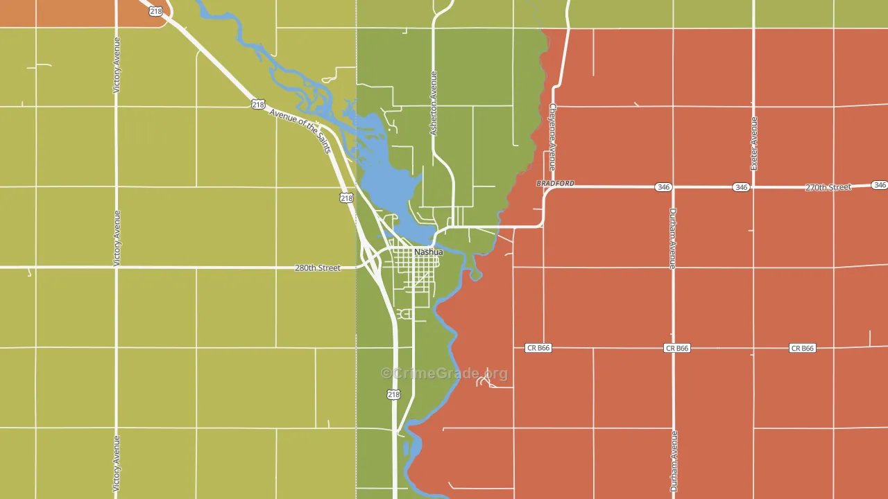Nashua, IA Map of Vandalism Rates