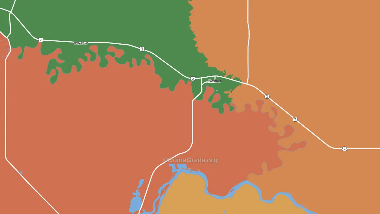 Nashua, MT Map of Vandalism Rates