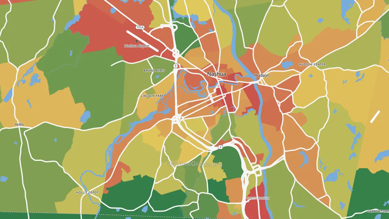 Nashua, NH Map of Vandalism Rates