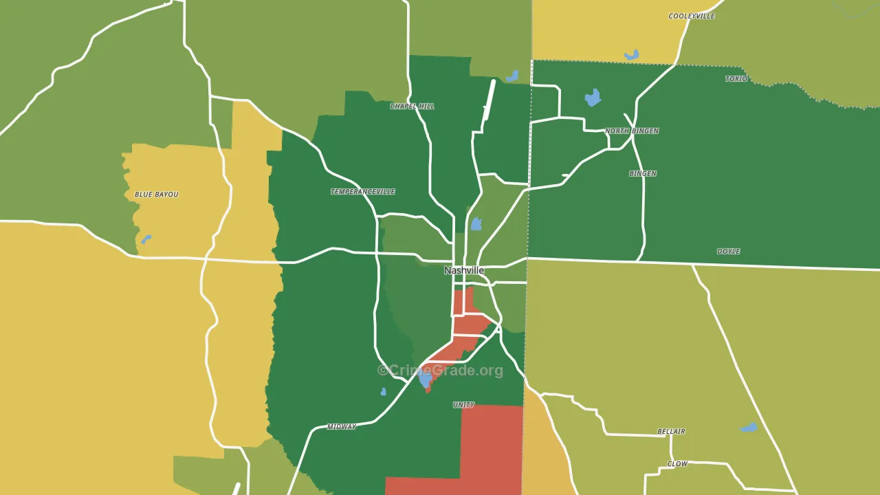 Nashville, AR Map of Vandalism Rates
