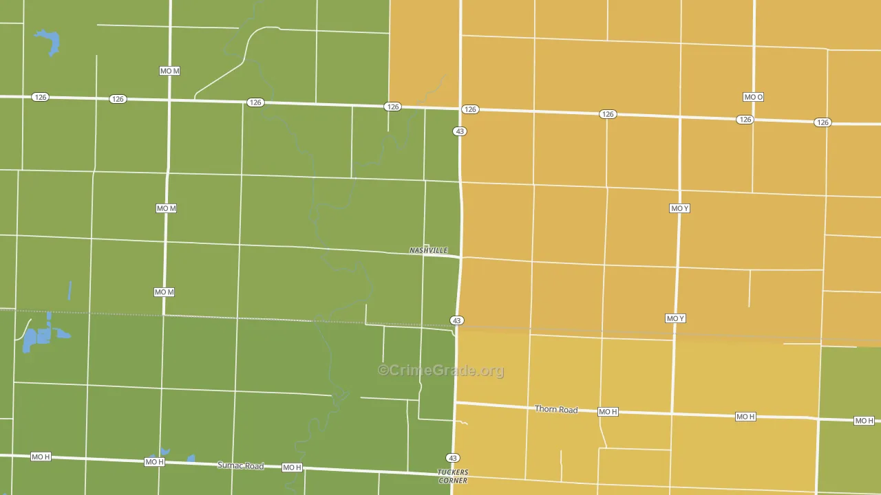Nashville, MO Map of Vandalism Rates