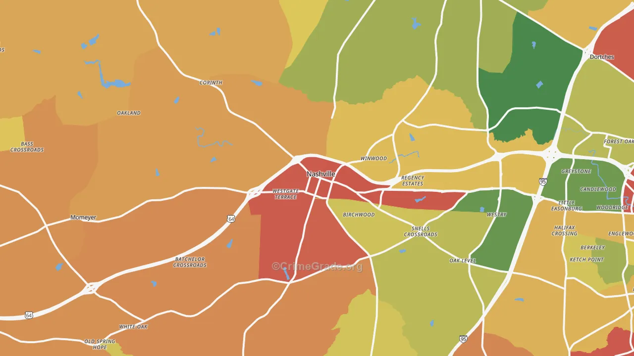 Nashville, NC Map of Vandalism Rates