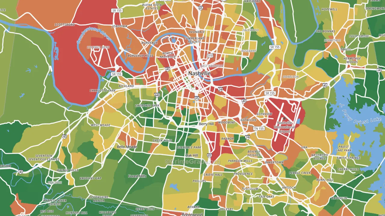 Nashville, TN Map of Vandalism Rates