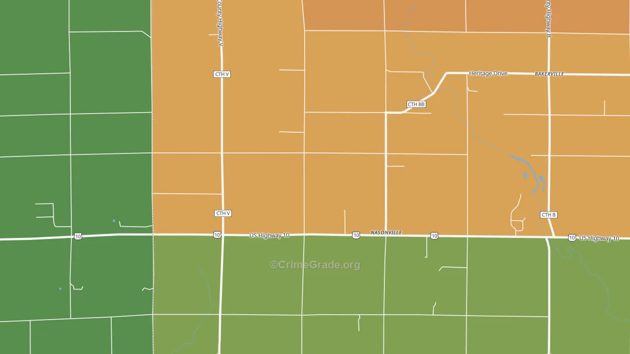 Nasonville, WI Map of Vandalism Rates
