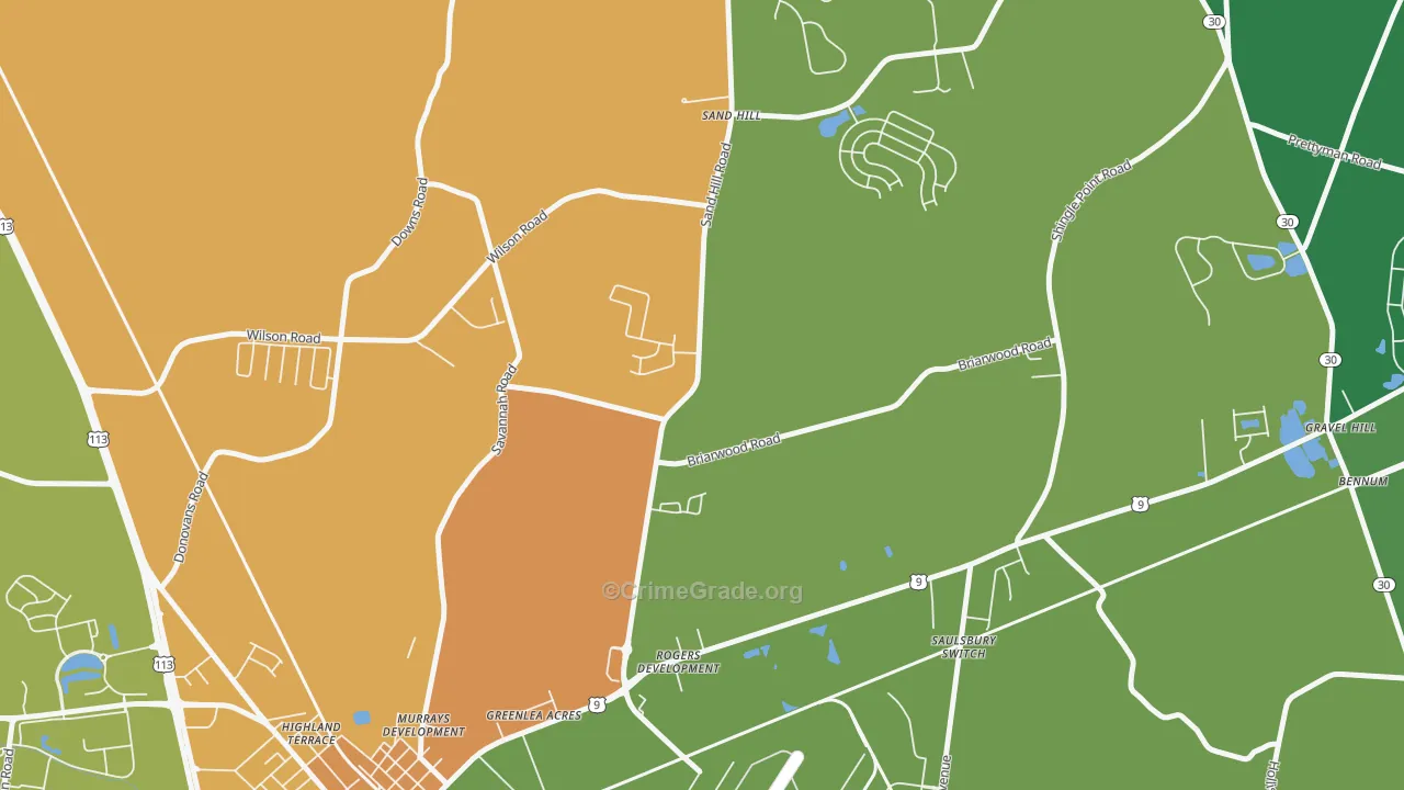 Nassau, DE Map of Vandalism Rates