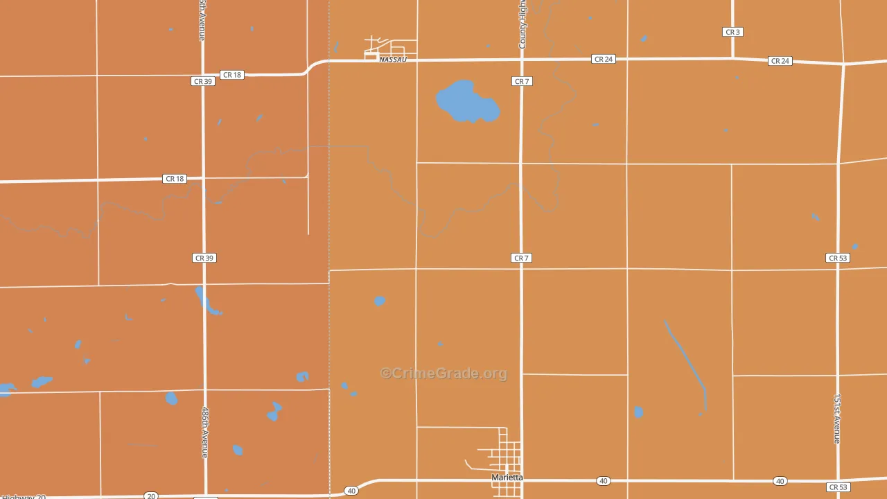 Nassau, MN Map of Vandalism Rates