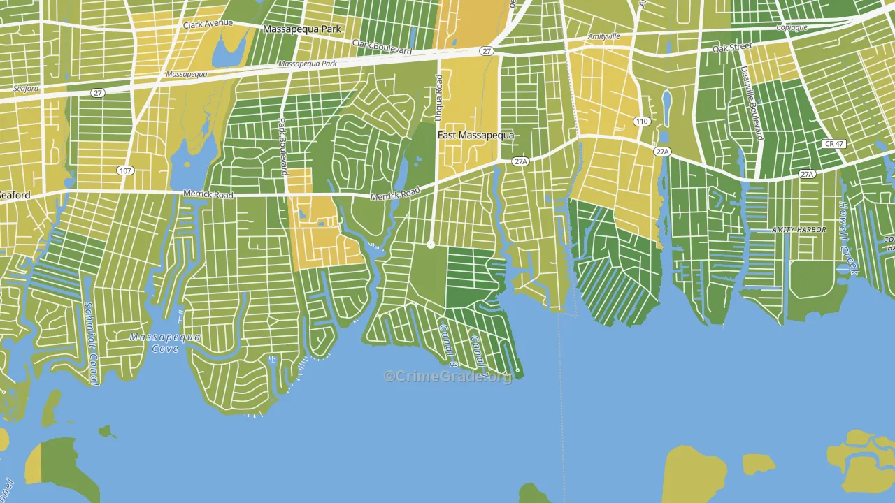 Nassau Shores, East Massapequa, NY Map of Vandalism Rates