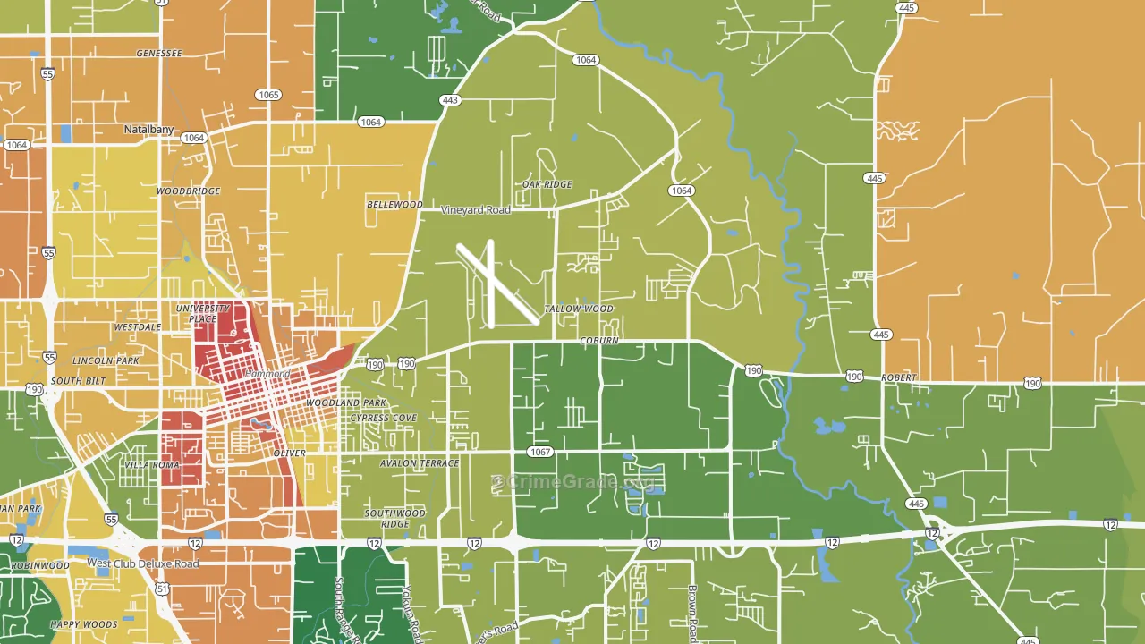 Natalbany, LA Map of Vandalism Rates