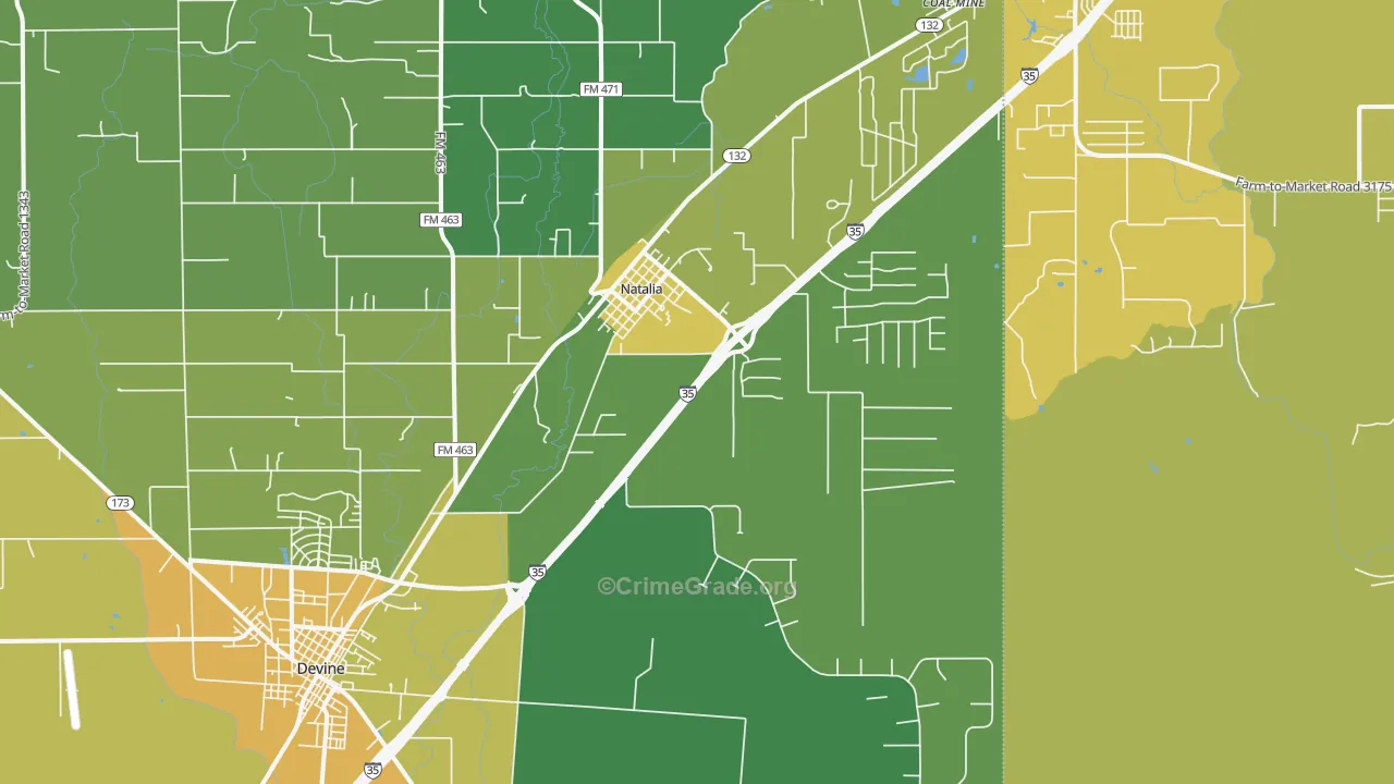Natalia, TX Map of Vandalism Rates
