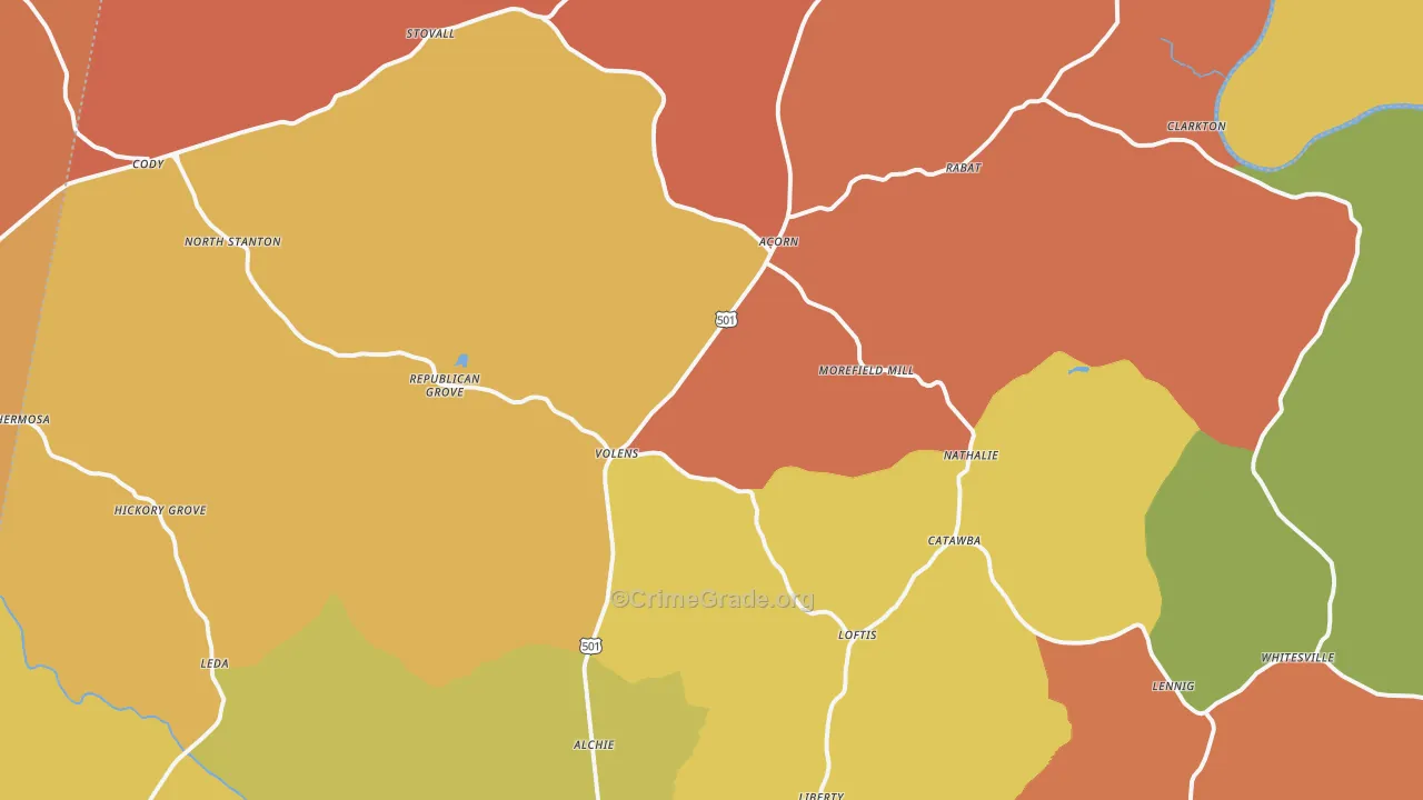 Nathalie, VA Map of Vandalism Rates