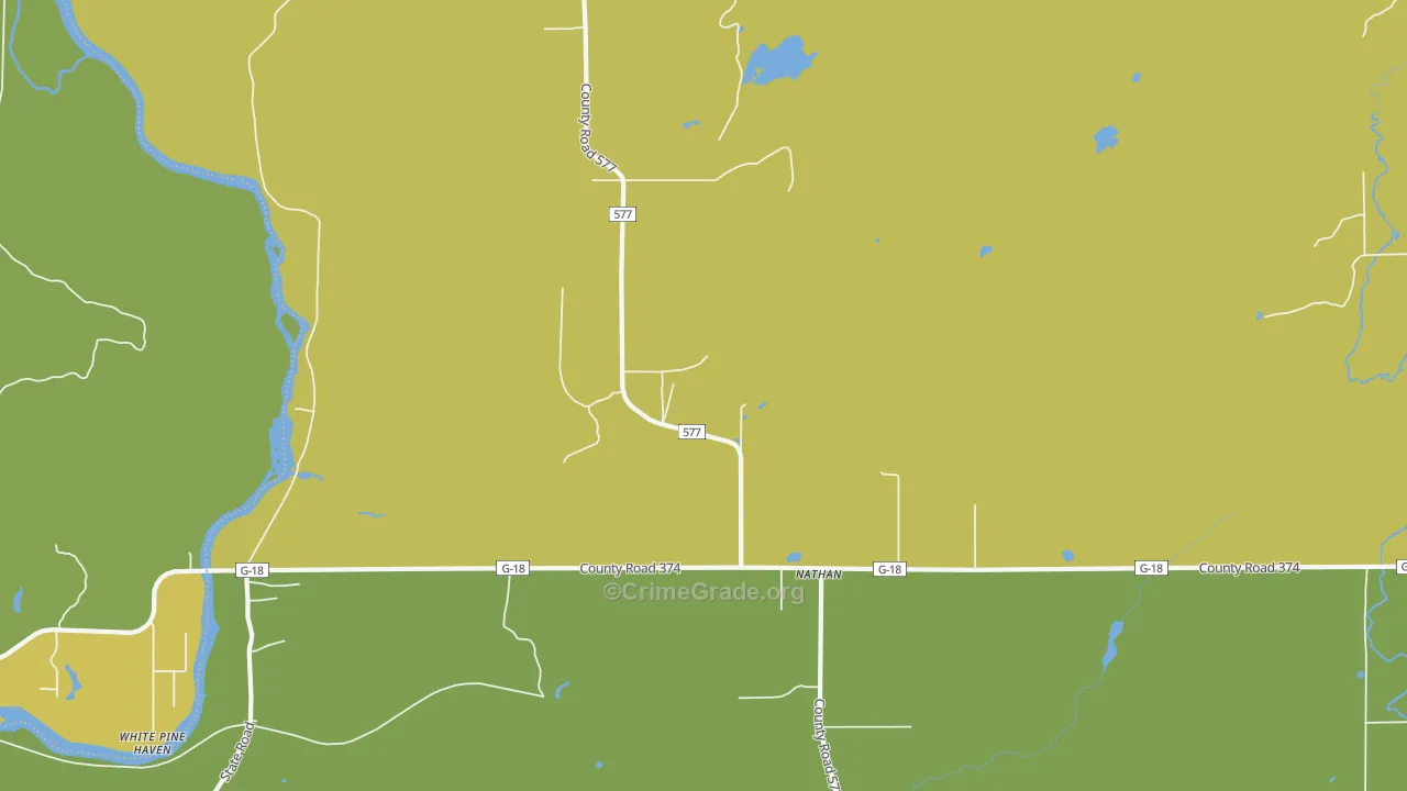 Nathan, MI Map of Vandalism Rates