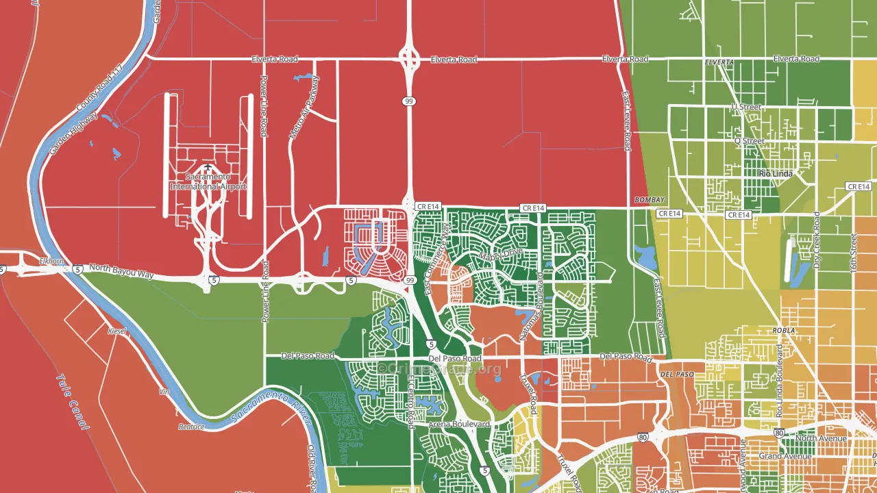 Natomas Creek, Sacramento, CA Map of Vandalism Rates