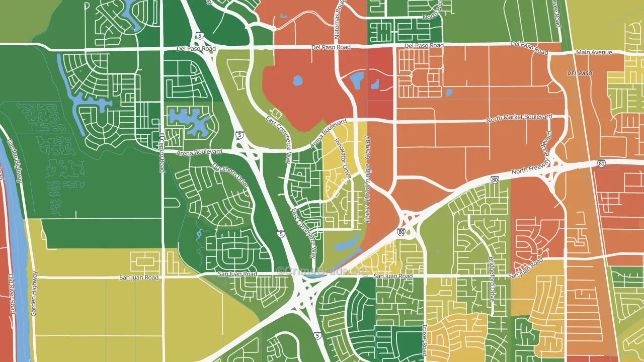 Natomas Crossing, Sacramento, CA Map of Vandalism Rates