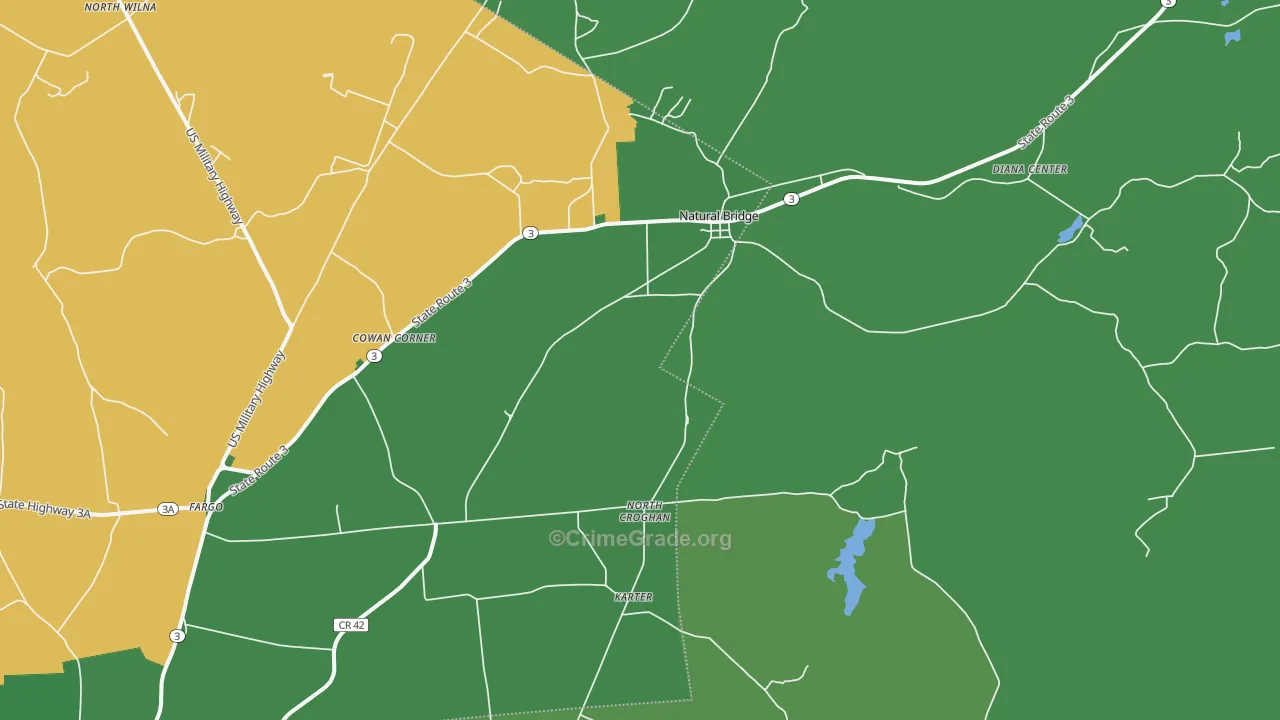 Natural Bridge, NY Map of Vandalism Rates