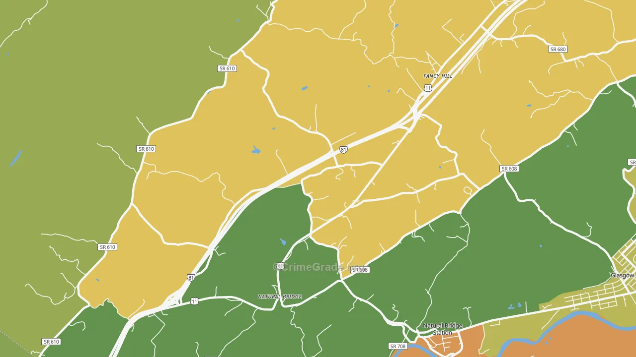 Natural Bridge, VA Map of Vandalism Rates