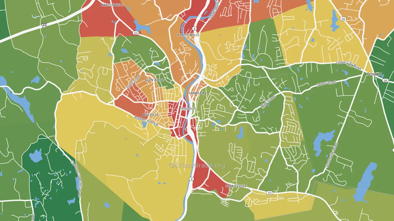 Naugatuck, CT Map of Vandalism Rates