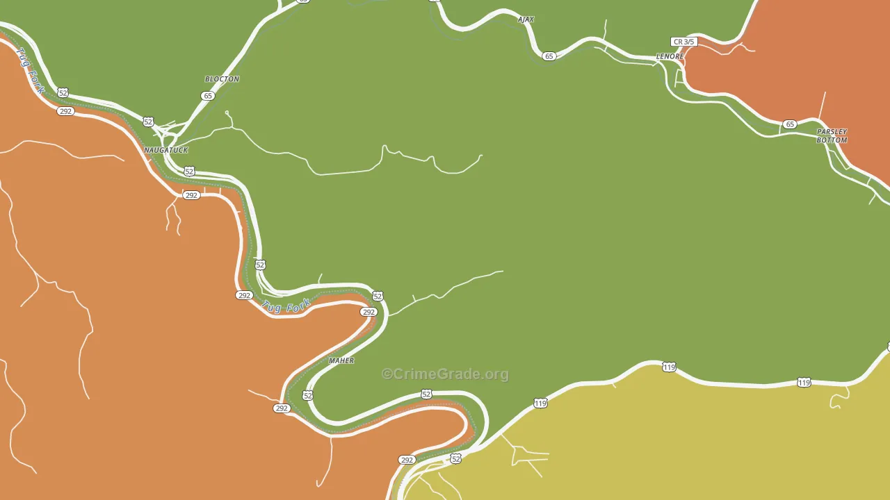 Naugatuck, WV Map of Vandalism Rates