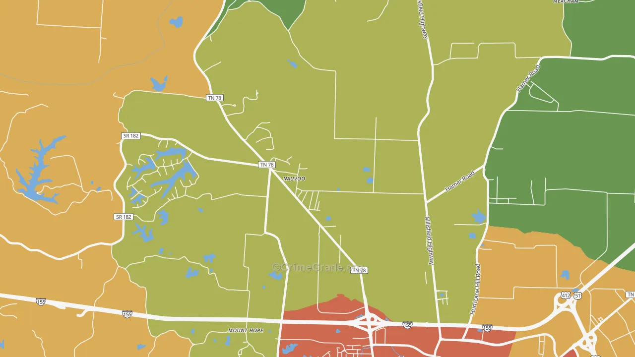 Nauvoo, TN Map of Vandalism Rates