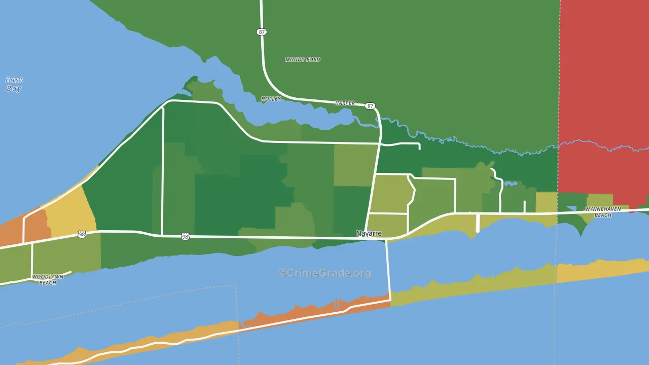 Navarre, FL Map of Vandalism Rates