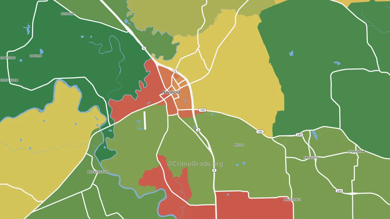 Navasota, TX Map of Vandalism Rates