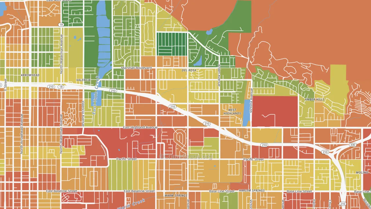 NE-Sterling, San Bernardino, CA Map of Vandalism Rates