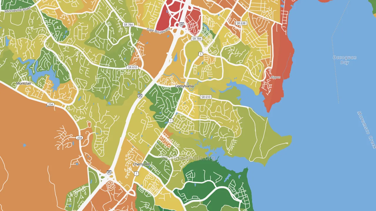 Neabsco, VA Map of Vandalism Rates