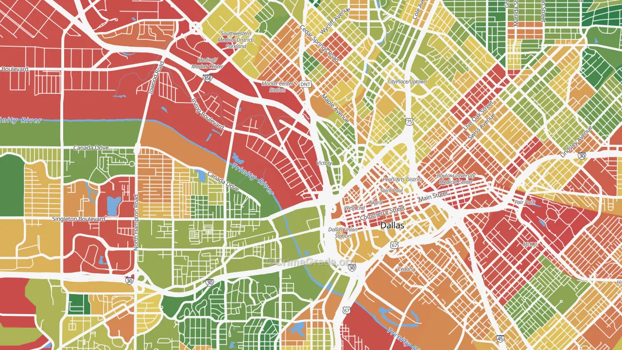 Near East, Dallas, TX Map of Vandalism Rates